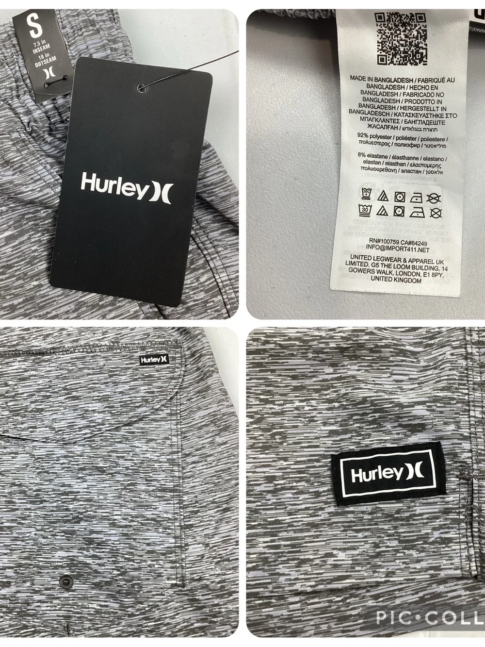 Hurley Men’s Gray Volley Swim Shorts Trunks Small NEW! Retail $50
